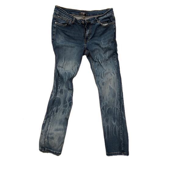 Se Renade Stonewash Flames Slim Fit Jeans Mens 38x29 - Picture 1 of 5